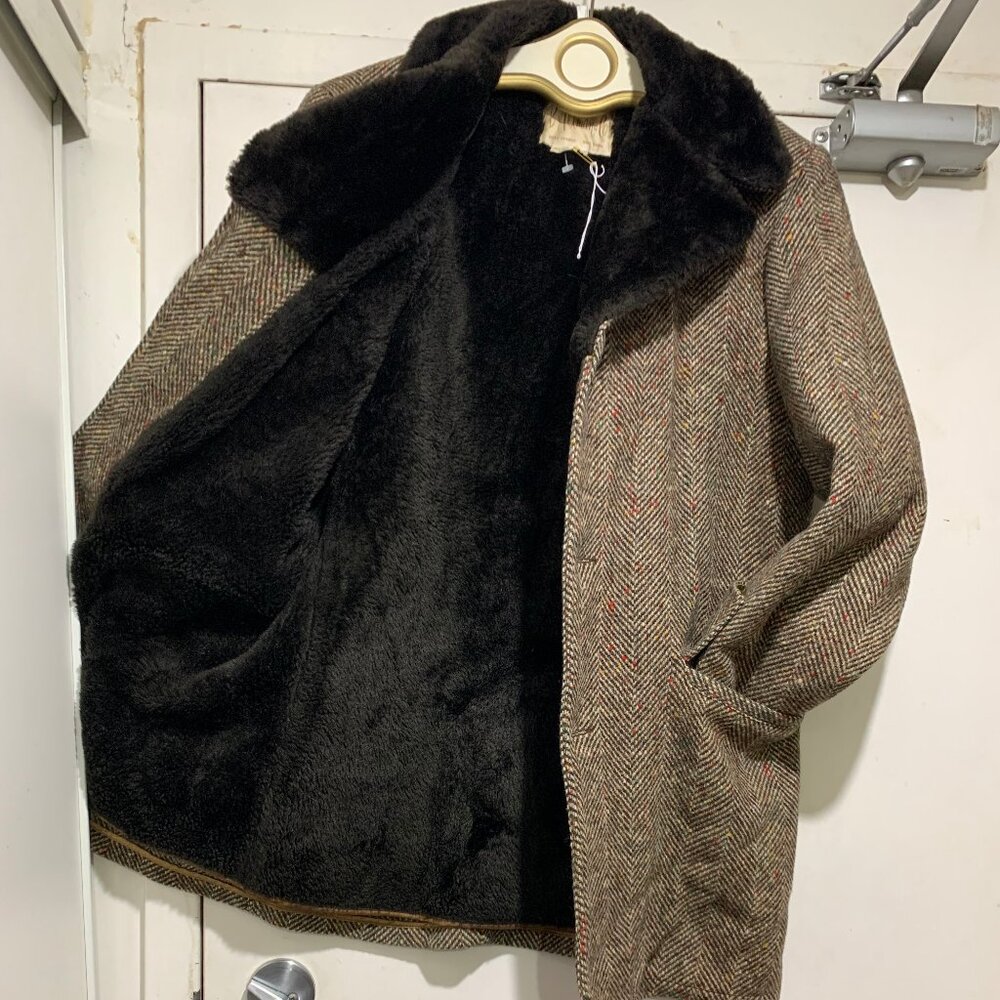 VINTAGE B ALTMAN & CO SHERPA LINED TWEED TRENCH COATS SIZE 38/S - Picture 7 of 15